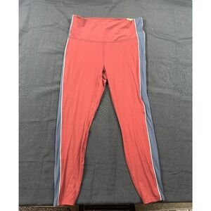 All in Motion Everyday Soft High Rise 7/8 Leggings Burgundy Navy Stripe Large